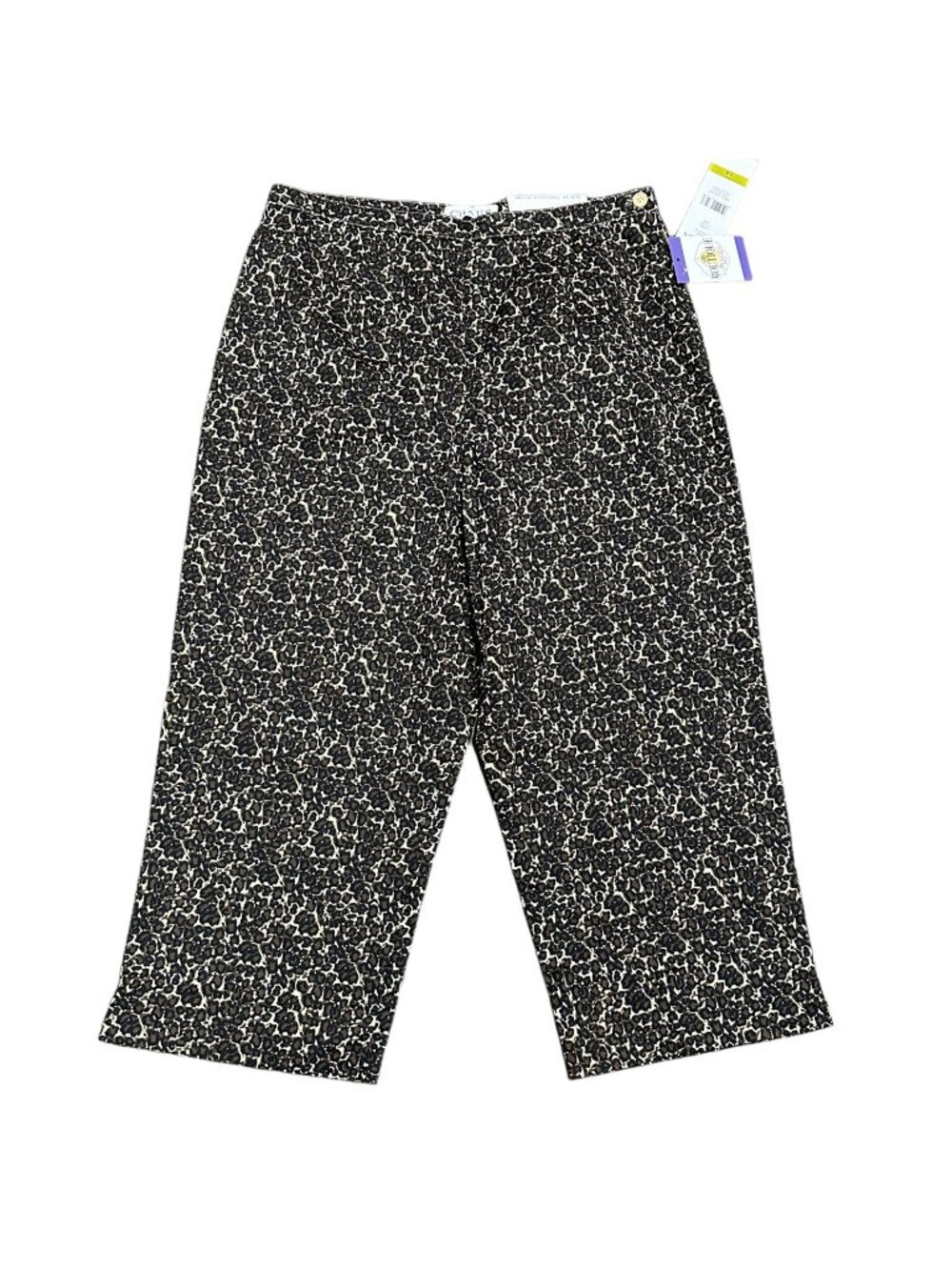 NWT Chaus Leopard Print Capri Pants Secret Stretch Waist Indie Sleaze Wide